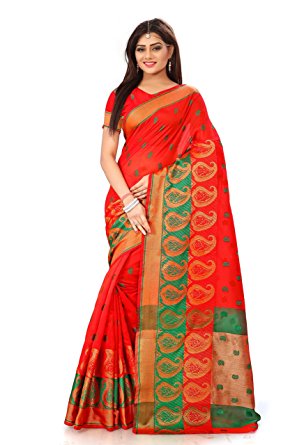 Royal Export Women's Cotton Silk Saree (Red)