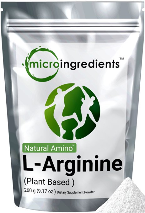 Micro Ingredients Plant-Based Pure L-Arginine Powder, 260 grams