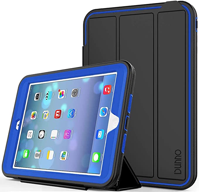 iPad Mini 2 Case - iPad Mini Case, iPad Mini 3 Case DUNNO Smart Cover Three Layer Heavy Duty Full Body Protective Case for Apple iPad Mini(1,2,3),Color (Black/Navy Blue)
