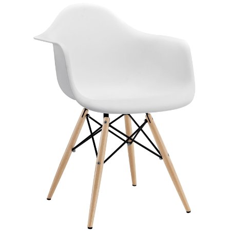 LexMod Wood Pyramid Armchair in White