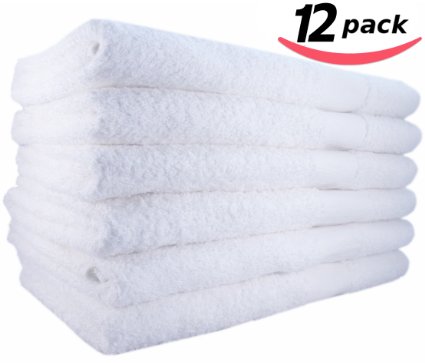 Hotel-Spa-Pool-Gym Cotton Hair & Bath Towel - 12 Pack, White, Super Soft, Easy Care, Ringspun Cotton for Maximum Softness and Absorbency (24"x 48") by Utopia Towel