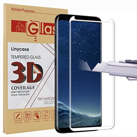 Galaxy S8 Plus Screen Protector,S8 Plus Tempered Glass,Linycase [9H Hardness] Anti-Scratch Anti-Fingerprint Ultra Clear Film Guard Cover For Samsung Galaxy S8 Plus-White