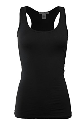 Bozzolo Women's Basic Cotton Spandex Racerback Solid Plain Fitted Tank Top