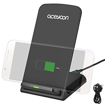 aceyoon QI Wireless Charger Pad 3 Coil Fast Charge QI Inductive Charging Stand for Samsung Galaxy S7/6