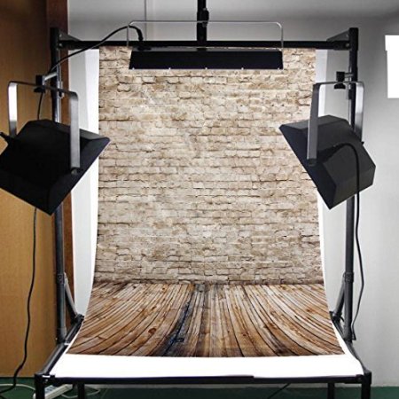 Mohoo 3x5ft Photography Backdrop Background Photo Studio Prop Beige Brick Wooden Floor Vinyl