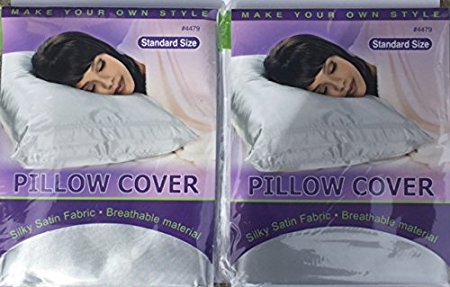2pc Standard Silky Satin Pillow Case (Silver)