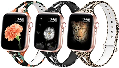Bagoplus Compatible with Apple Watch Band 44mm 42mm 40mm 38mm, Soft Silicone Pattern Printed Bands 38mm 40mm 42mm 44mm Womens Replacement Sport Band Compatible for iWatch Series 5 4 3 2 1