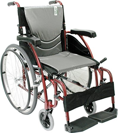 Karman 25 lbs Ergonomic Wheelchair with Removable Footrest, 16 inch Silver