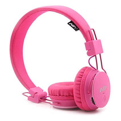 Kids Wireless Headphones, Toddler Boys Girls On-Ear Bluetooth Headphones with FM Radio, Microphone, TF Card Player, 3.5 MM Jack, Children Headset for iPhone, iPad, Laptop, Kindle - Pink