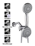A-Flow8482 5 Function Luxury 4 Dual Shower Head System  Handheld Shower Head and Wall Mount Showerhead Combo 3-Way Shower System ABS Material with Chrome Finish  60 Flexible Hose  Enjoy an Invigorating and Luxurious Spa-like Experience