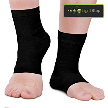 Ankle Brace Compression Sleeves By LightStep (Pair) Lightweight Compression Support For Sports, Ankle Sleeves For Men or Women, Ideal For Ankle Pain Relief, Heel Pain Relief, Foot Pain Relief (Small)