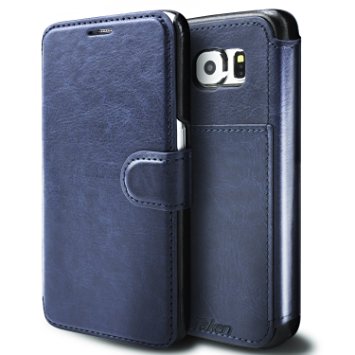 Taken Galaxy S6 Case - Faux Leather Wallet Case with Card Slot for Samsung Galaxy S6 (Blue)
