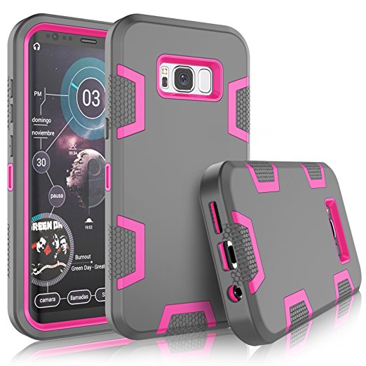 Galaxy S8 Case, Samsung S8 Cover, Tekcoo [Troyal Series] [Rose/Grey] Hybrid Shock Absorbing Shock Dust Dirt Proof Defender Rugged Full Body Hard Cases Shell For Samsung Galaxy S8 5.2 inch Display