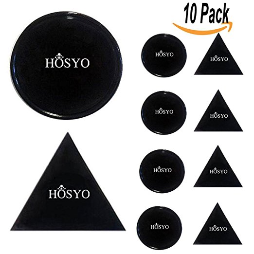 10 Pack Gel Pads, HOSYO Sticky Anti-Slip GEL Pads, Wide Applications on Stick to Glass, Mirrors, Whiteboards, Metal, Kitchen Cabinets or Tile, Car GPS and many more(5 Round   5 Triangle)