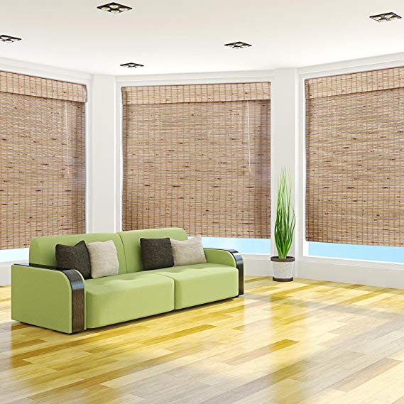 Arlo Blinds Mandalin Light Filtering Bamboo Roman Shades Blinds with Valance - Size: 74" W x 98" H