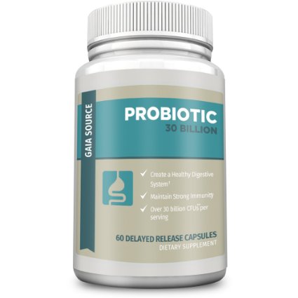 Gaia Source - Probiotic NEW 13 Strain, 30 Billion CFU, Delayed Release Capsule - For a healthy digestive system , 60 Capsules