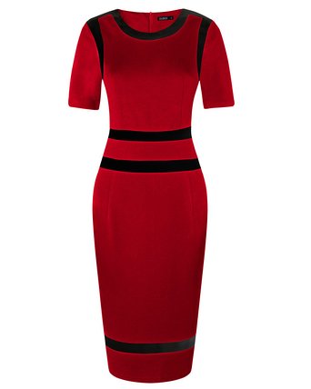 OUGES Womens Stretch Patchwork Work Bodycon Dresses