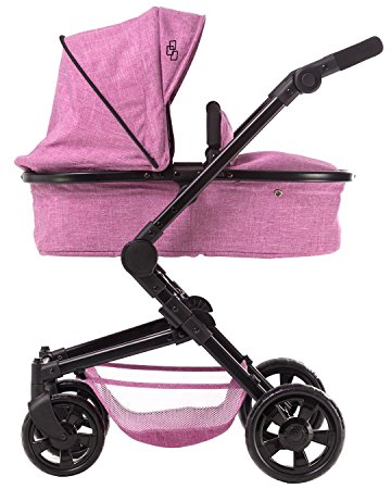 Triokid 2 in 1 Deluxe Baby Doll Stroller Sportline X1 Grape Purple Drawable Fabric with Swiveling Wheels & Adjustable Handle