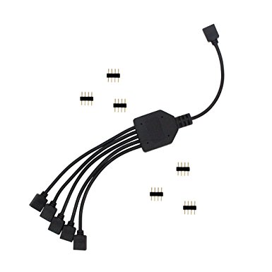 RGB LED Light Strip 4 Pin Splitter - 5 way splitter for LED Tape Light (1 to 5 Splitter Cable (Black))