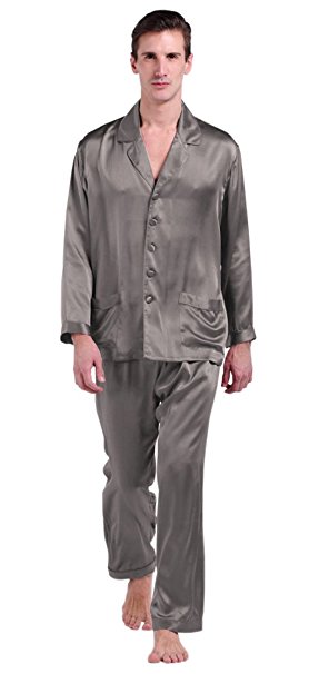 LILYSILK(TM) Men's Silk Long Pajamas Set 22 Momme Pure Mulberry Silk
