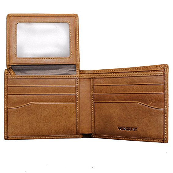 Premium Leather RFID Wallet for Men Bifold Soft Cowhide Leather Wallet with 8 Card Slots