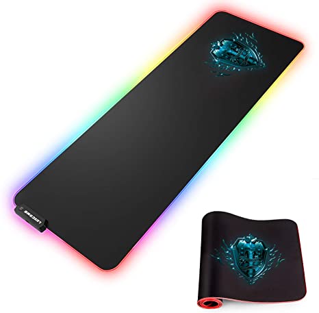 Luxcoms RGB Gaming Mouse Pad, LED Soft Extra Extended Large Mouse Pad, Anti-Slip Rubber Base, Computer Keyboard Mouse Mat - 31.5 X 12 Inch