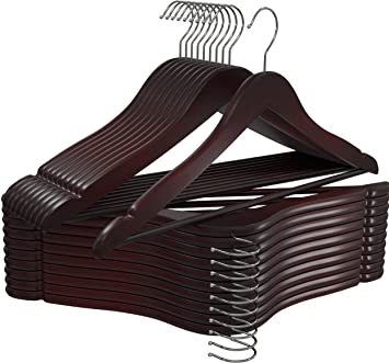 Utopia Home Premium Wooden Hangers - Pack of 20-360-Degree Rotatable Hook - Durable & Slim - Shoulder Grooves - Non-Slip Lightweight Hangers for Coats, Suits, Pant and Jackets - Cherry