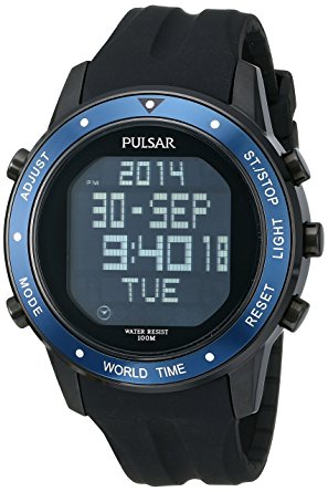 Pulsar Men's PQ2021 On The Go Digital Display Japanese Quartz Black Watch