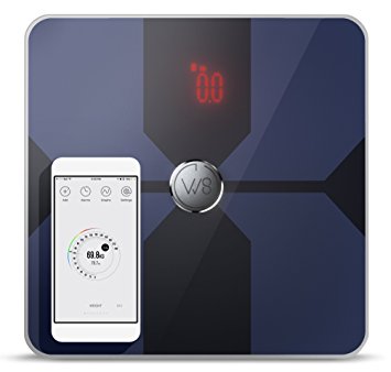 W8 Smart Body Fat Weight Scale - Digital Bluetooth Connected w/ Fitness APP & Body Composition Monitor: BMI, Visceral Fat, Muscle Mass, Body Water, Calories & Bone Mass (Dark Blue)