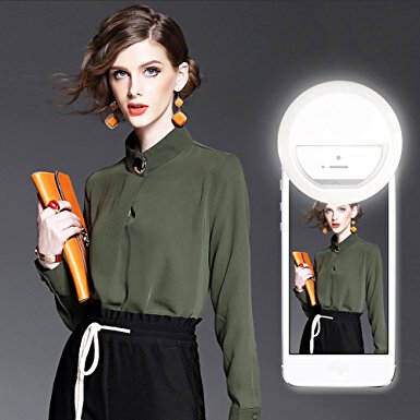 LED Selfie Ring Light, [Advaka] 36 LED 3-Level Supplementary Ring Light USB Rechargeable Magic Clip On Selfie Ring Light for Smart Phone Camera in Darkness