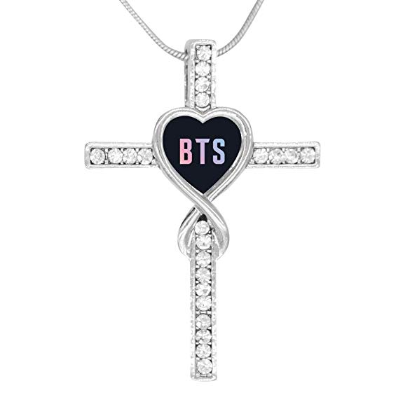 CrossBang BTS Come Back Polished Heart Shape Prayer Necklace With Christian Jewelry Cross Pendant