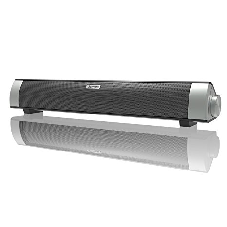 Bluetooth Sound Bar, Somate 10W 2.0 Channel Bluetooth 3.0 Wireless Speaker with 24-Hour Playing Time,3.5mm Aux in for iPhone,iPad,Samsung,Huawei Smartphones,TV&DVD Players