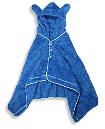 Kal Microfiber Hooded Baby Wrappie Wrap Bathroom drying Robes with 3M Scotchgard Proctecction (Blue)