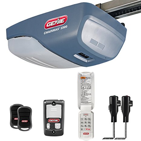 Genie ChainMax 1000 Garage Door Opener – 3/4 HPc DC Chain Drive Opener with two 3-Button Pre-programmed Remotes, Wall Console, Wireless Keypad and Safe-T-Beam Sensor System – Model 3022-TKH