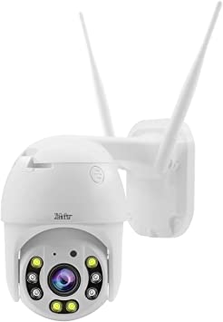 Outdoor WiFi IP 5MP HD Exterior 12 Volt PTZ Camera Wireless Security Camera with Color Night Vision,5X Optical Zoom and Built-in Two-Way Audio,Support Motion Detection Siren,SD Card Videos Playback