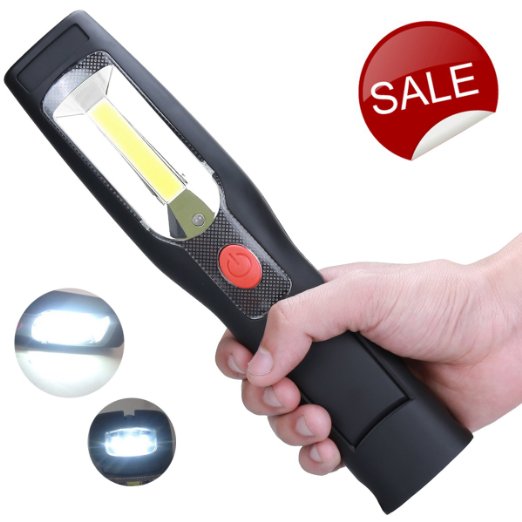 LED Cordless Work Light COB Rechargeable Portable Hand Held Work Lamp With Hanging Hook, Magnetic Holders, 110V & 12V Charging, Multifunction Flashlight