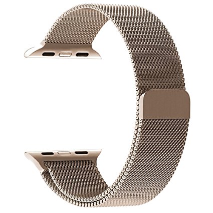 Yearscase Apple Watch Band 42MM Milanese Fully Magnetic Closure Clasp Mesh Loop Stainless Steel iWatch Band Replacement Wrist Bracelet Strap for Apple Watch Series 1 Series 2 Sport&Edition (Gold)