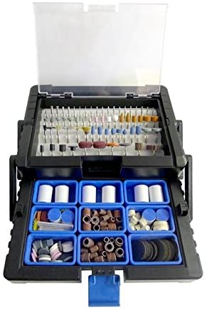 500pc Rotary Tool Accessory Kit in Cantilever Organizer Case Set By LINE10 Tools