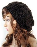 EVERMARKET Women Lady Warm Knitted Crochet Slouch Baggy Beret Beanie Hat Cap coffee