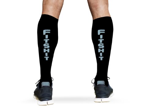 FitShit Premium Athletic Leg Compression Socks - Best for Running CrossFit Sports Training Travel Unisex