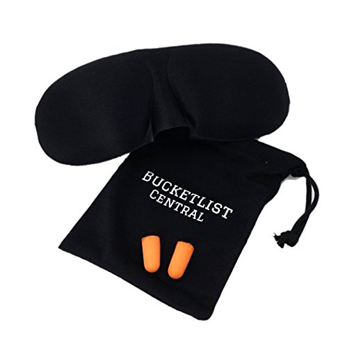 Superior Comfort Contoured 3D Sleep Mask with Bonus Ear Plugs and Carrying Pouch (Black)
