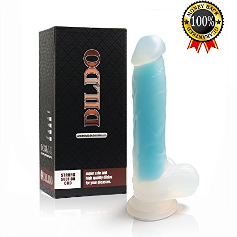 ACVIOO® Dildo Realistic Adult Sex Toy Liquid Silicone Penis with Suction Cup and Balls for Woman Masturbation(Blue)