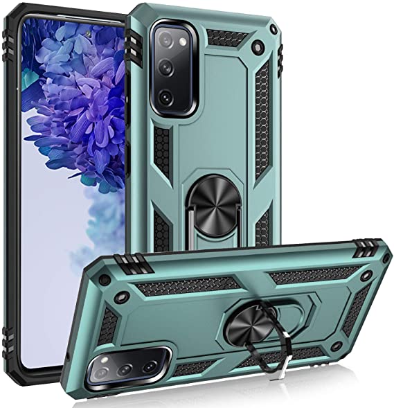 S20 fe Case,S20 fe 5G Case,ADDIT [ Military Grade ] Shock-Absorption Bumper Cover Samsung S20 fe Anti-Scratch Case with Ring Car Mount Kickstand for Samsung Galaxy S20 fe/S20 fe 5G - Teal