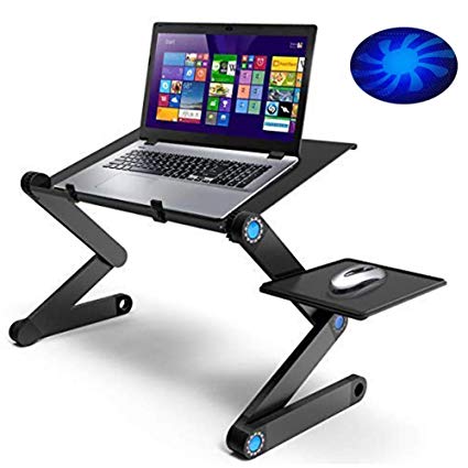 Large Laptop Stand for Bed & Sofa,Portable Laptop Table Stand,Adjustable Portable Laptop Desk with 2 USB Cooling Fans and Mouse Pad