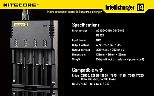 NiteCore JETBeam IntelliCharger 2nd Generation i4 Battery Charger