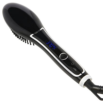 Vokai Labs Electric Hair Straightening Brush & Styler with Temperature Control for Smooth, Silky, Frizz-Free Tresses - Auto Shutoff