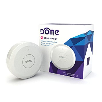 Dome Home Automation Leak Sensor Wireless Z-Wave Plus with Remote Probe, Water Resistant , White (DMWS1)