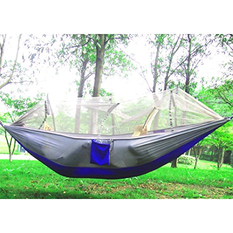 Camping Hammock, Tancendes Hammock with Mosquito Net Camping Bed Widened Parachute Fabric Double Hammock For Indoor, Camping, Hiking, Backpacking, Backyard