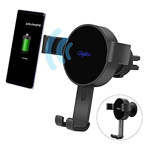 Engilen Wireless Car Charger Fast Charging Car Mount Gravity Air Vent Phone Holder Used for Samsung Galaxy S8 S7/ S7 Note 8 5 and Standard Charge for iPhone X 8/8 Plus all Qi Enabled Devices (Black)