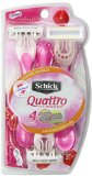 Schick Quattro for Women Disposable Razors Raspberry Rain Scented Handle Shaving Razor - 3 Count